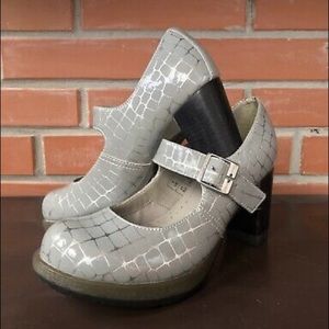 Dr Martens silver grey croc pattern heels